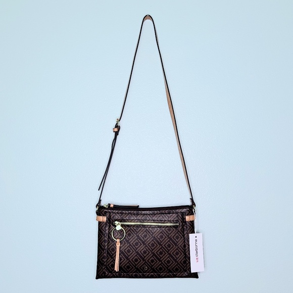 Liz Claiborne Brown Monogram Ingrid Crossbody Bag - Picture 1 of 3